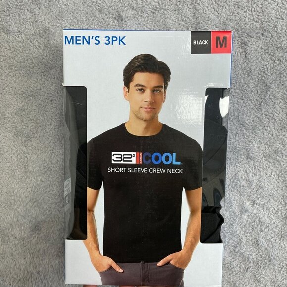 NEW 32 Degrees 3-Pack Men's M  Short Sleeve Crew Neck T-Shirts Black - Picture 2 of 5